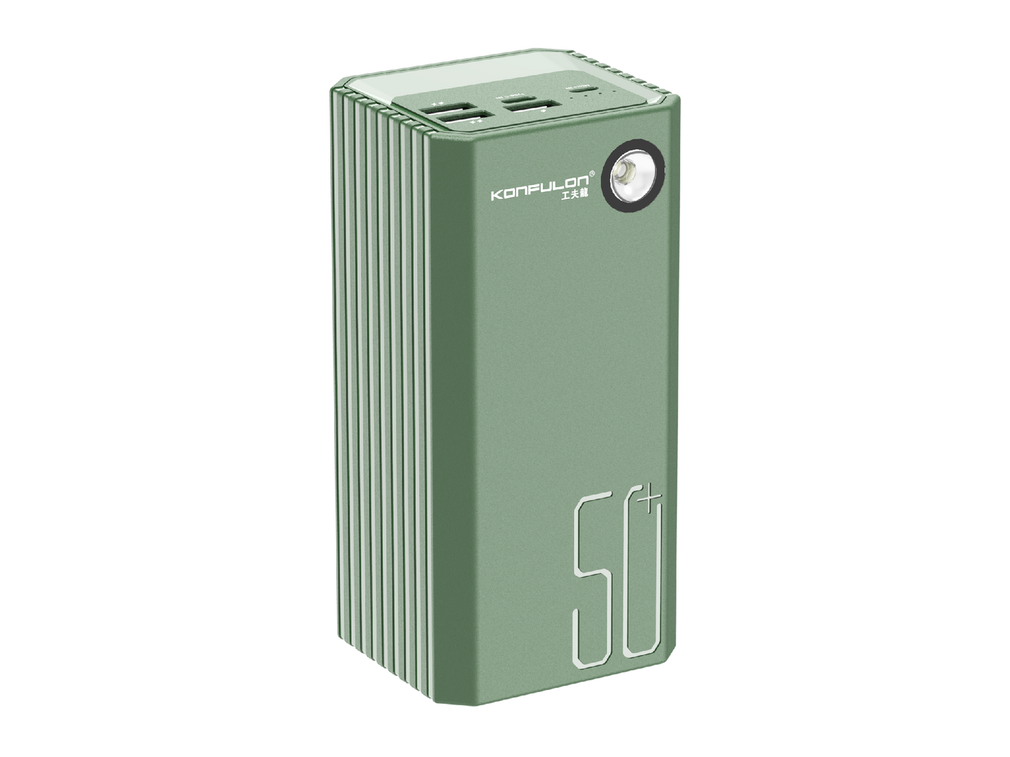 Power Bank avec grande lumière, 50000mAh, 3 sorties USB