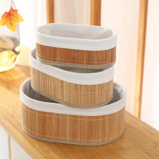 Lot de 3 paniers de Rangement en Bambou