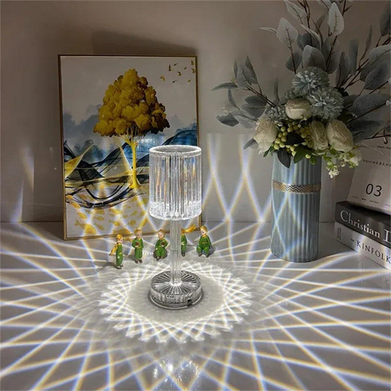 Lampe de Table en Cristal Diamant Élégante et Rechargeable