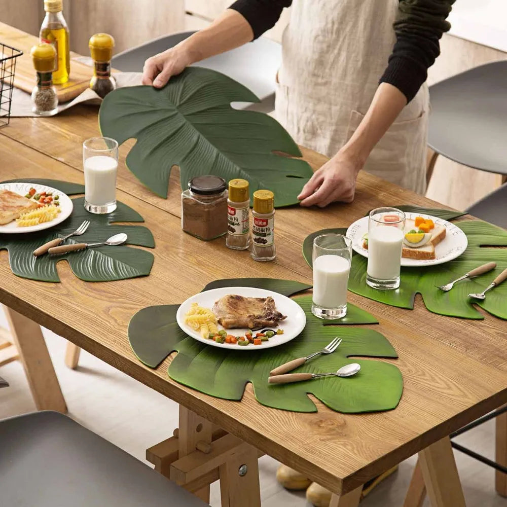 Élégance Naturelle : Les Sets de Table Eva Leaf Placemat  ( 4 pièces )