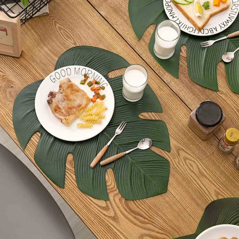 Élégance Naturelle : Les Sets de Table Eva Leaf Placemat  ( 4 pièces )