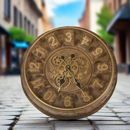 Horloge Murale Vintage à Engrenages, Style Industriel 3D