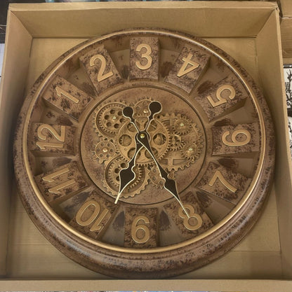 Horloge Murale Vintage à Engrenages, Style Industriel 3D
