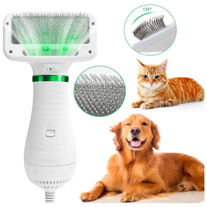 Brosse antibruit et sèche-cheveux 2 en 1 pour chats et chiens