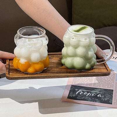 Tasse en verre transparente en forme de raisin avec poignée