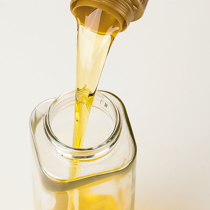 Bouteille d'huile carrée en verre à fermeture automatique,