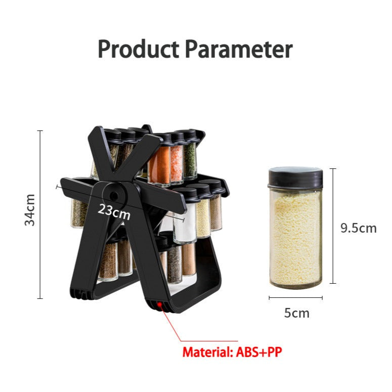 Ensemble de 18 Pots à Épices avec Roue Pivotante à 360 Degrés"
