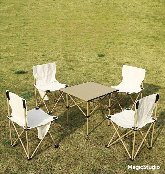 Table de Camping pliante, avec 4 chaises, Table de pique-nique Portable avec sac de transport.