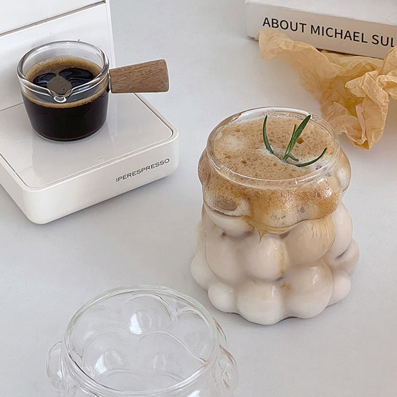 Tasse en verre transparente en forme de raisin avec poignée