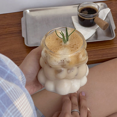 Tasse en verre transparente en forme de raisin avec poignée