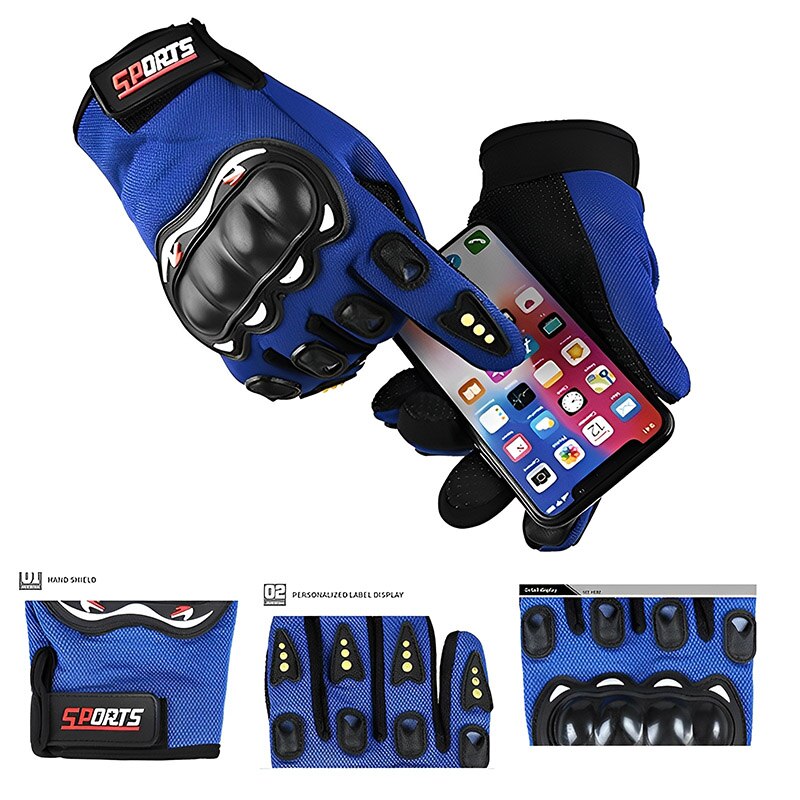 Gants de moto avec empreinte digitale de téléphone