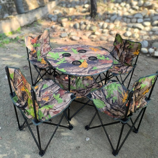 Ensemble de Camping Pliable avec Table et 4 Chaises