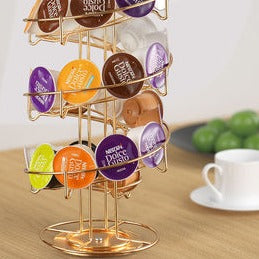 Support de dosettes de café rotatif en or