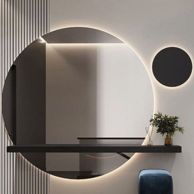 Modern round LED mirror adds beauty to your space.