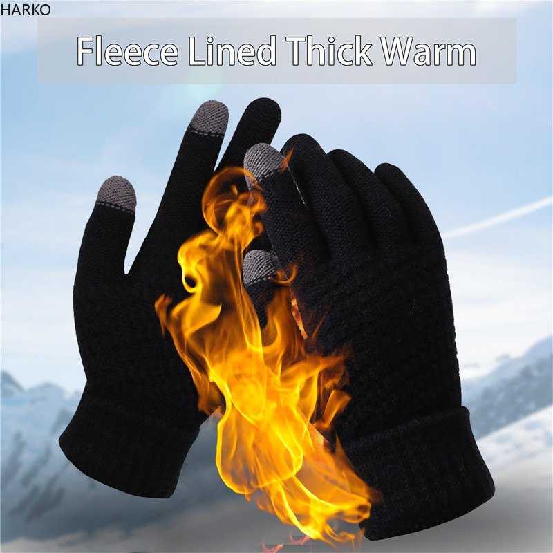 Gants tricotés chauds d'hiver pour écran tactile de téléphone portable.