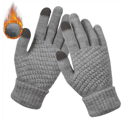 Gants tricotés chauds d'hiver pour écran tactile de téléphone portable.