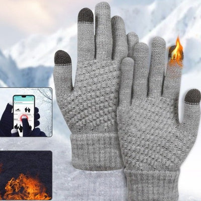 Gants tricotés chauds d'hiver pour écran tactile de téléphone portable.