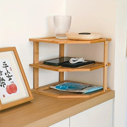 Étagère en Bambou 2 Niveaux – Rangement Bureau, Cuisine & Déco