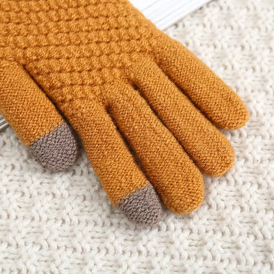 Gants tricotés chauds d'hiver pour écran tactile de téléphone portable.