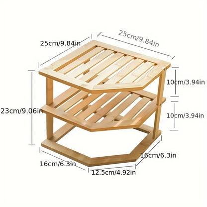Étagère en Bambou 2 Niveaux – Rangement Bureau, Cuisine & Déco