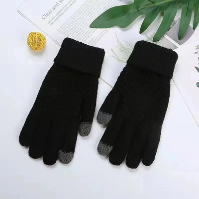 Gants tricotés chauds d'hiver pour écran tactile de téléphone portable.