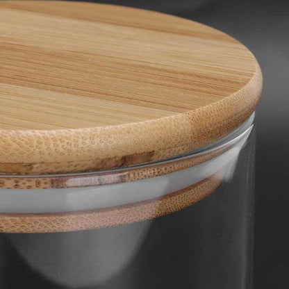 Lot de pots hermétiques en verre avec couvercle en bois , 7 pièces avec support