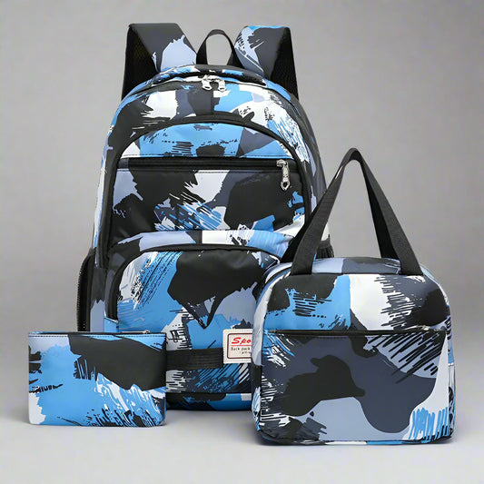 Sac à dos, boîte à lunch étanche & trousse - 3 pièces