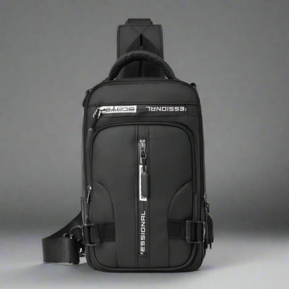 Sac À Bandoulière Avec 6 Poches Unisex Étanche Avec Port De Charge Usb