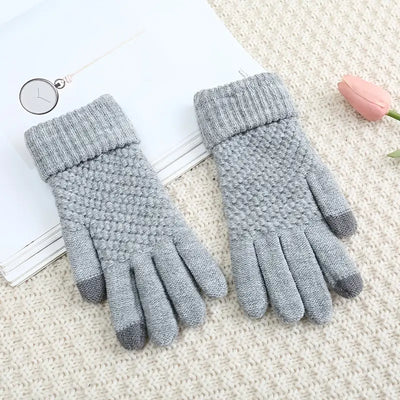 Gants tricotés chauds d'hiver pour écran tactile de téléphone portable.