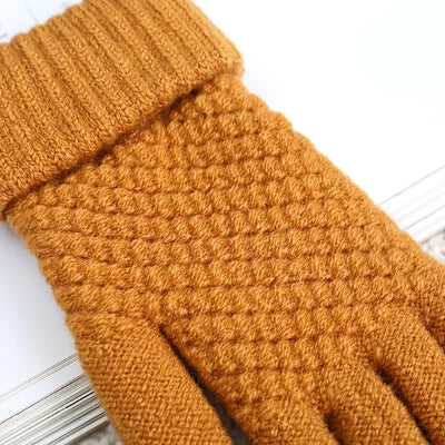 Gants tricotés chauds d'hiver pour écran tactile de téléphone portable.