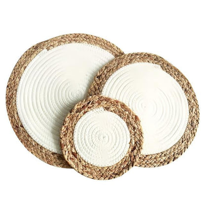 Napperons ronds tressés de 6 pièces