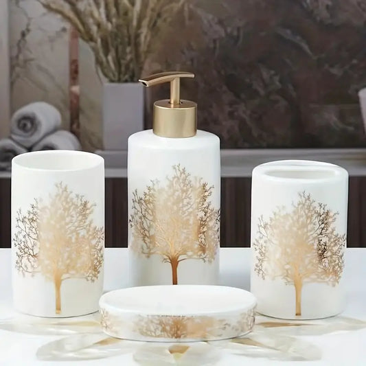 Ensemble d'Accessoires de Salle de Bain en Céramique 4 Pièces