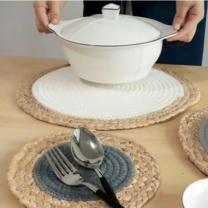 Napperons ronds tressés de 6 pièces