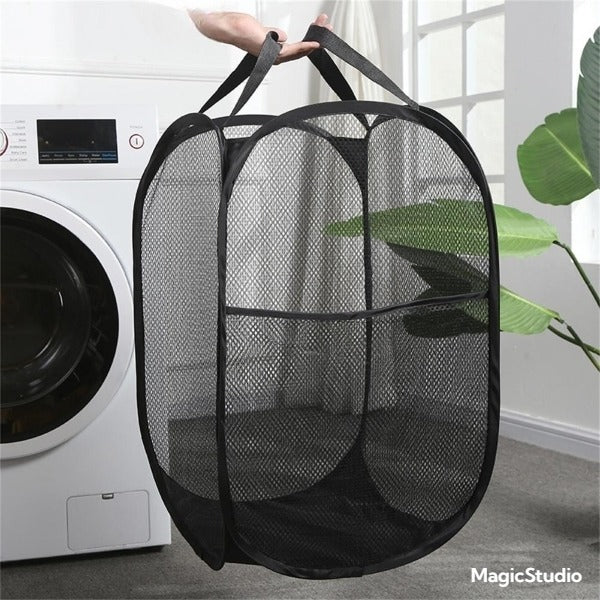 Panier à linge en maille Pop-Up, Portable, pliable pour le stockage et facile à ouvrir