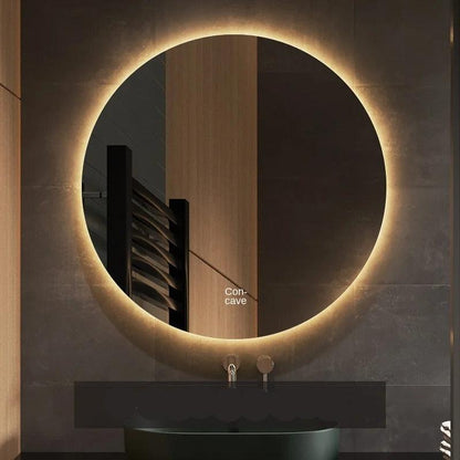 Modern round LED mirror adds beauty to your space.