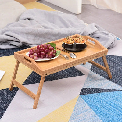 Table Pliante en Bambou pour Ordinateur Portable