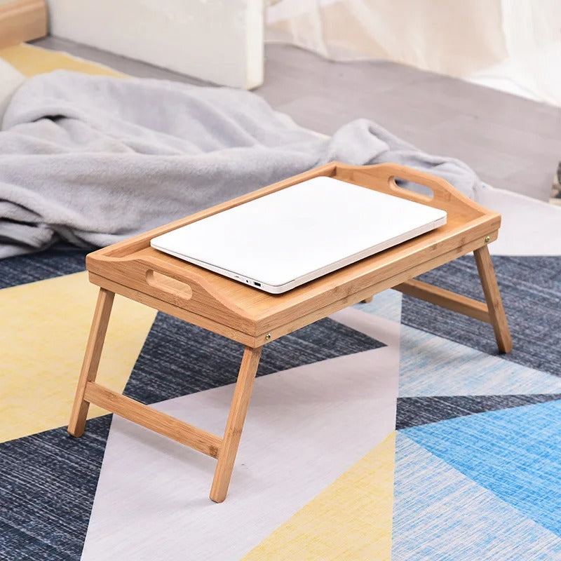 Table Pliante en Bambou pour Ordinateur Portable