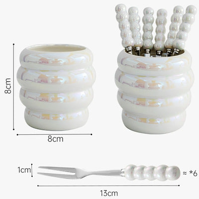 Fourchettes à fruits en perles avec pot de rangement