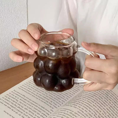 Tasse en verre transparente en forme de raisin avec poignée