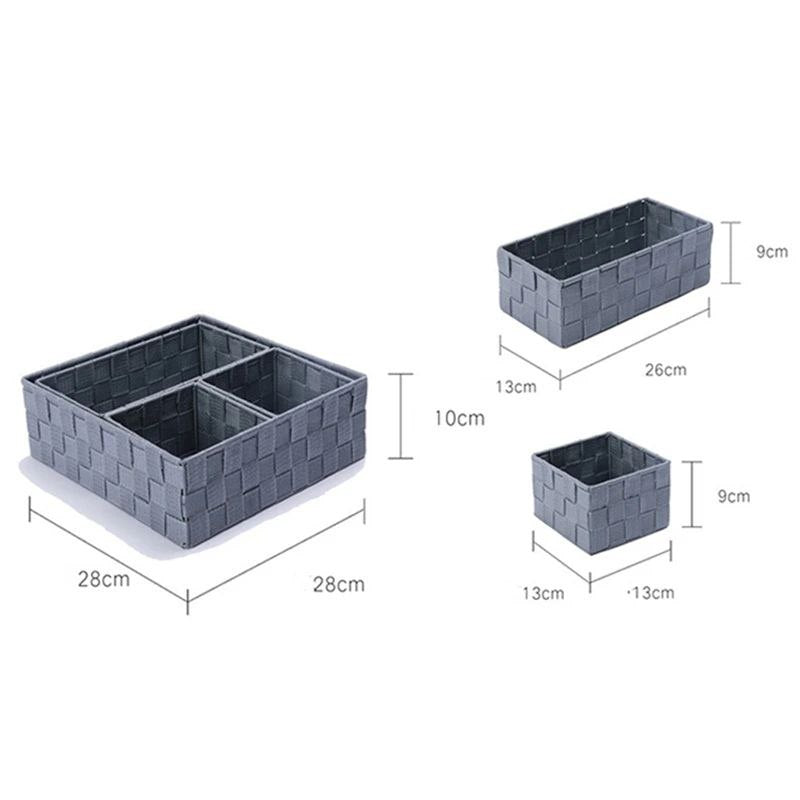 Lot de 4 boîtes de rangement tissées