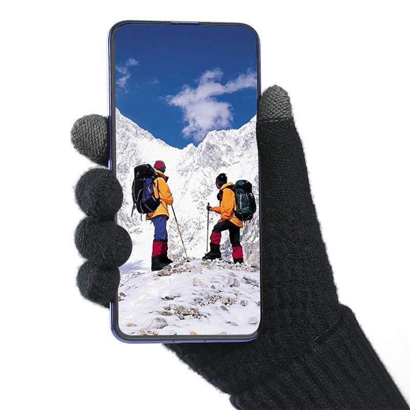 Gants tricotés chauds d'hiver pour écran tactile de téléphone portable.