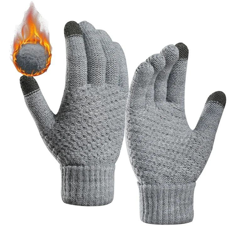 Gants tricotés chauds d'hiver pour écran tactile de téléphone portable.