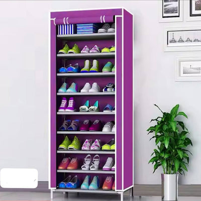 Porte-chaussures, organiseur 10 niveaux avec housse en tissu