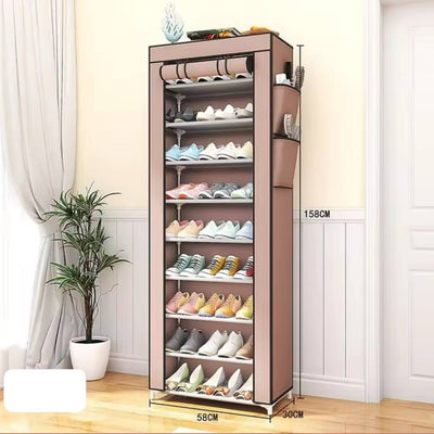 Porte-chaussures, organiseur 10 niveaux avec housse en tissu