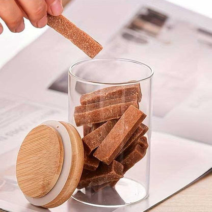 Lot de pots hermétiques en verre avec couvercle en bois , 7 pièces avec support
