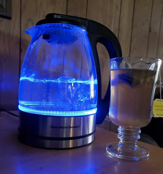 Bouilloire électrique en acier inoxydable 2L, lumière LED bleue