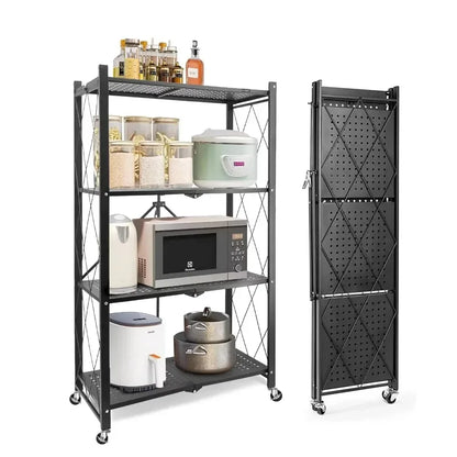 Étagère de Rangement Pliable à 4 Niveaux en Métal