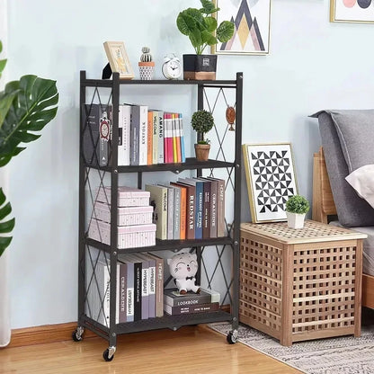 Étagère de Rangement Pliable à 4 Niveaux en Métal