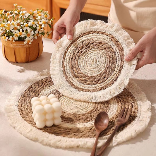 Napperons ronds en rotin de 6 pièces