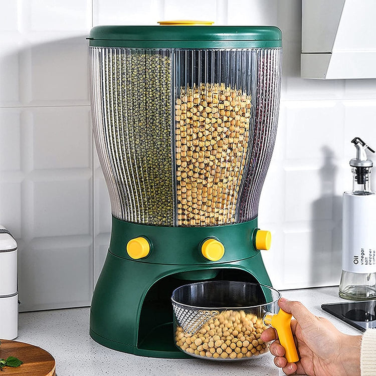 VIV-Récipient et distributeur de grains multifonctionnel rotatif